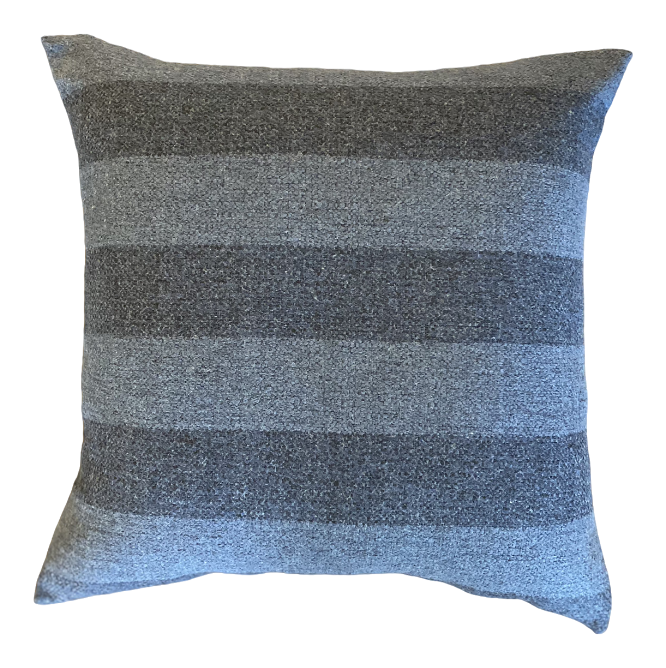 Blue Denim Multiblock Pillow with Leather Accent