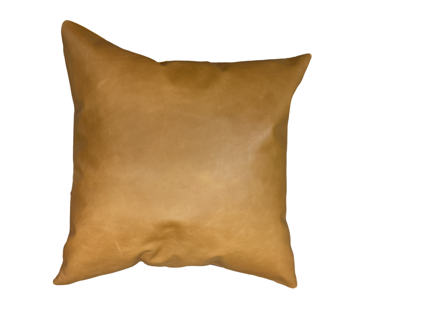 Mustard yellow bird pillow with saddle leather
