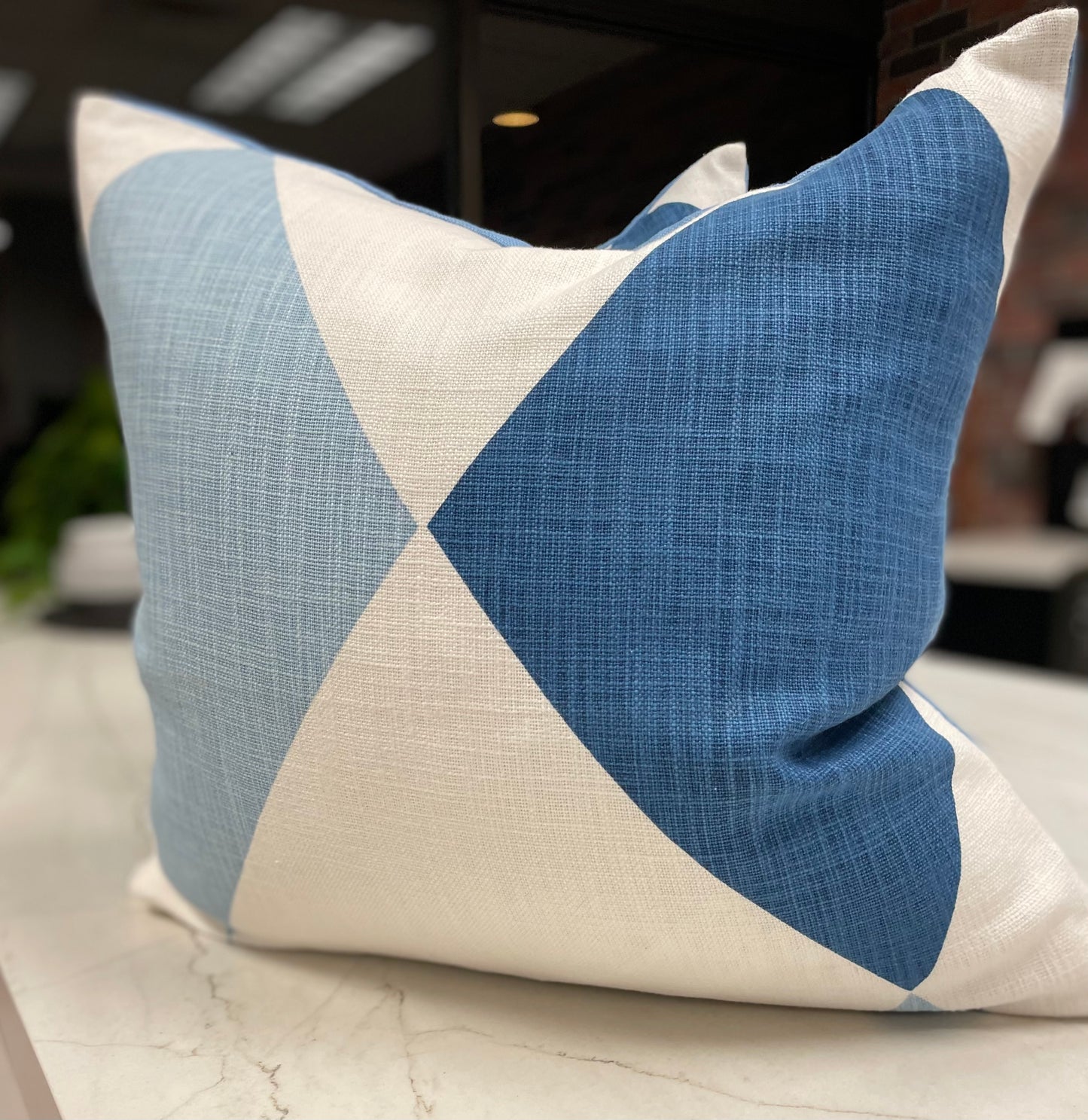 Diamond Linen Pattern Cobalt and Periwinkle with Periwinkle Linen Back