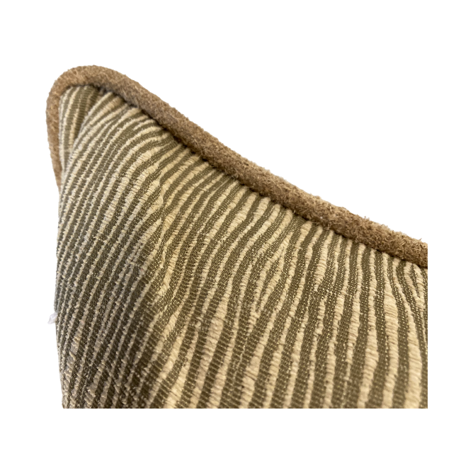 Banana Peel Textured Linen with Suede Welt Pillow Pair