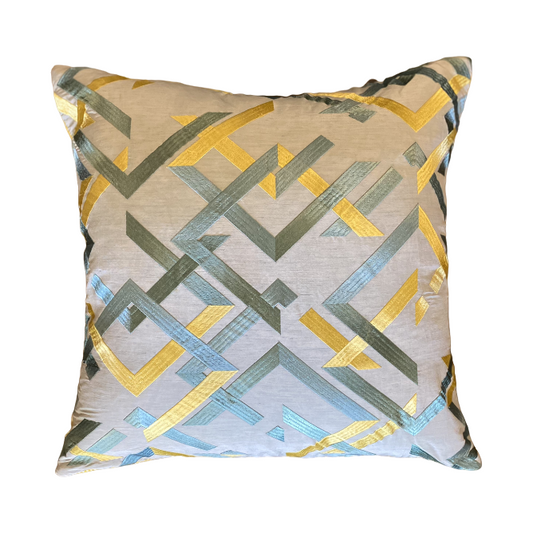 Teal and Bright Yellow Silk on Linen with Yellow Back Heavy