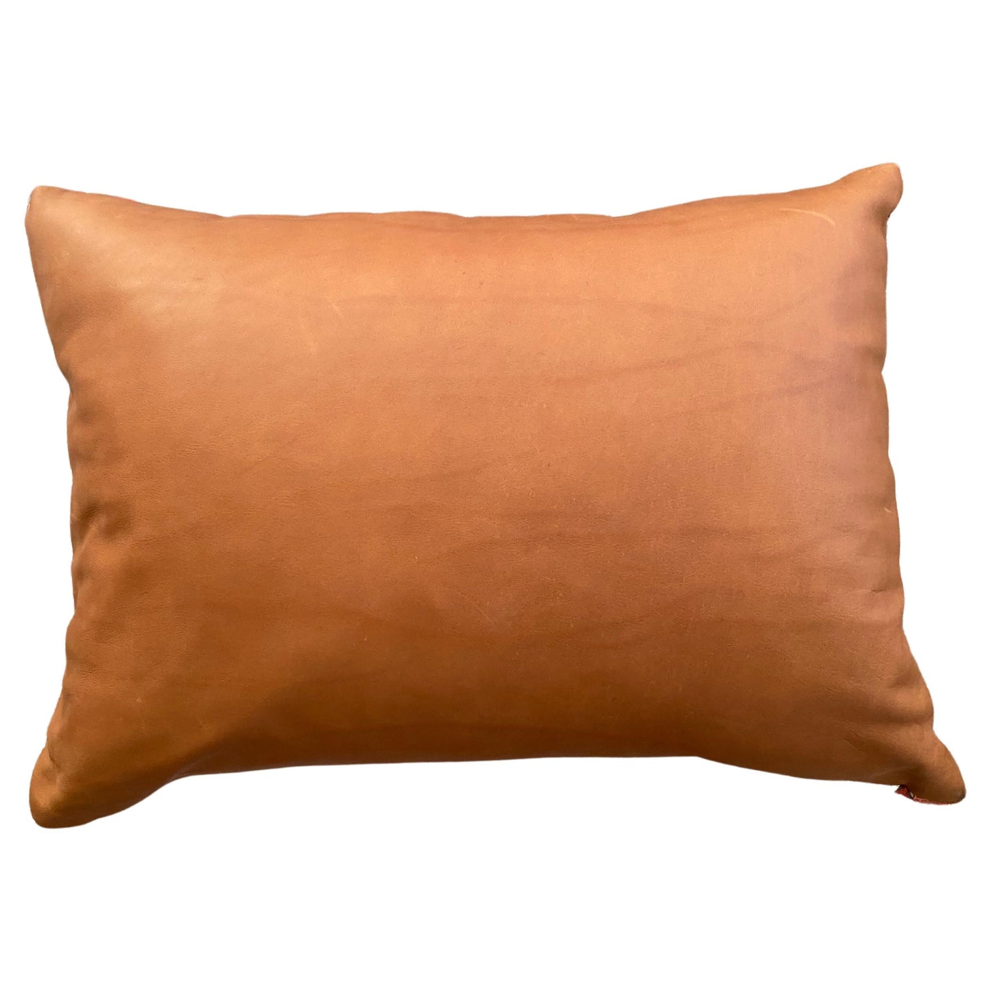 Batik Patchwork Front Lumbar Pillow with Leather Back