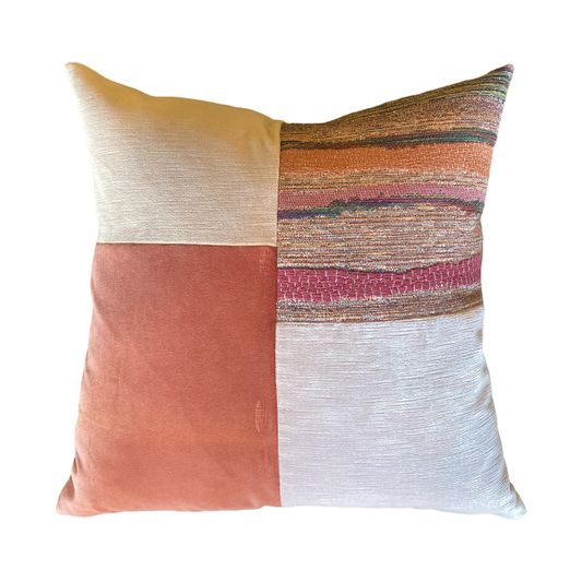 Sunset Colors Pillow with Leather Suede Back