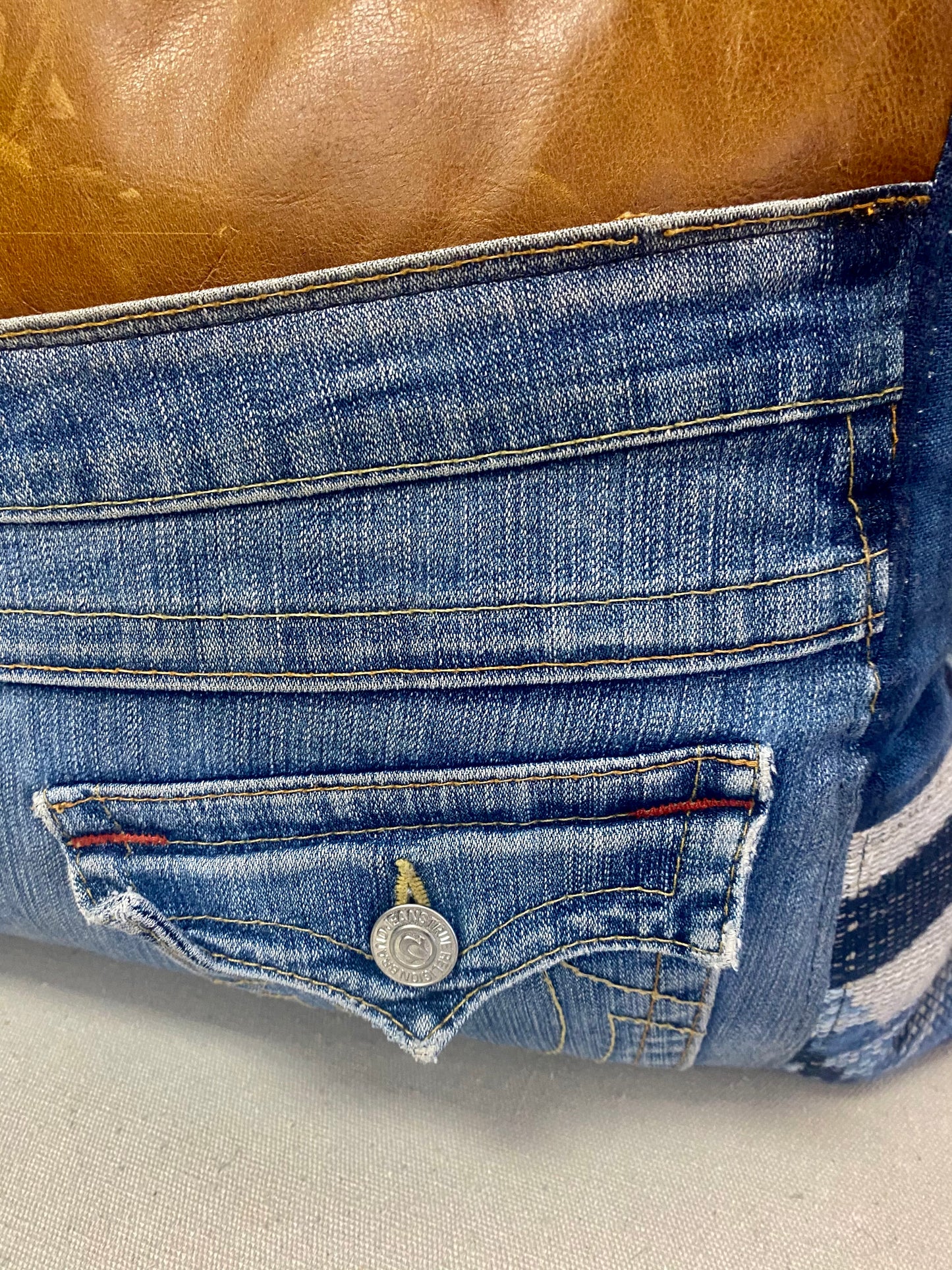 Jean Pocket and leather with Heavy Cotton Plaid #1