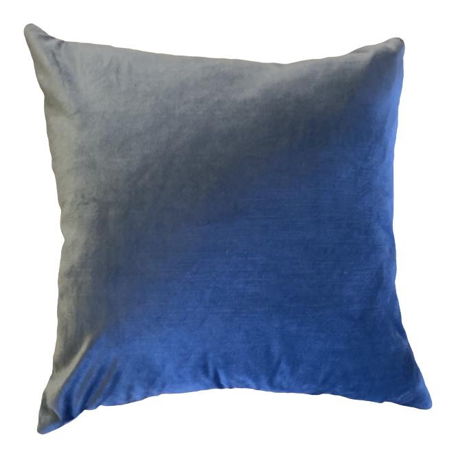 Blue Pattern Velvet Front with Solid Marine Blue Velvet Back Pillow
