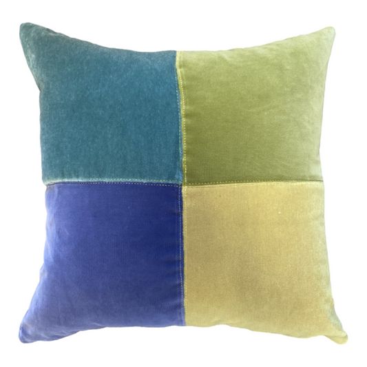 Grid Velvet Bright Colored Pillow with Heavy Linen Back