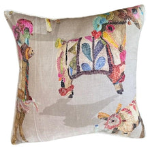 Load image into Gallery viewer, Printed Cotton Bright Pillow with Knubby Warm Wool Back
