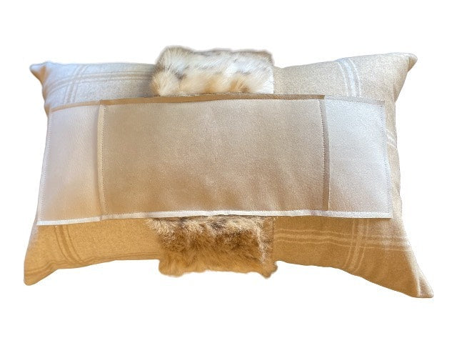 Lumbar Pillow with Fur Accents and Cashmere