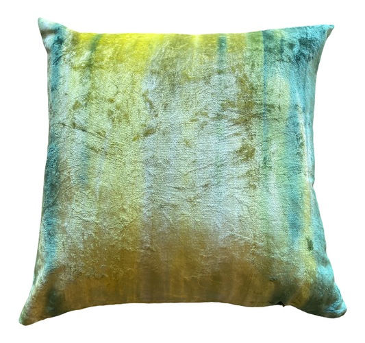 Green and Acid Yellow Velvet Ombre Pillows