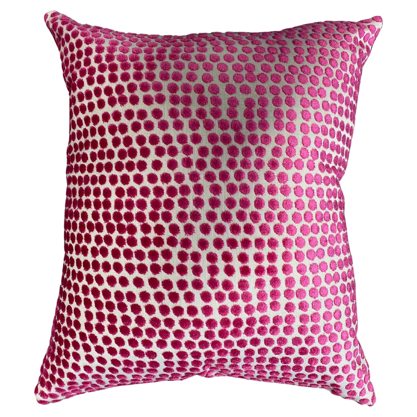 Pink Velvet Pillow with Accents and Polka Dot Back