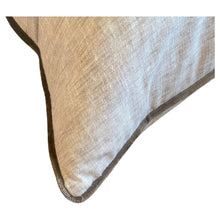 Load image into Gallery viewer, Simple Mushroom Linen Pillows with Dark Velvet Welt PAIR
