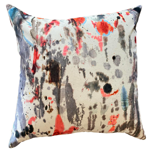 Velvet Multicolor Splatter Paint Design Contemporary Pillows