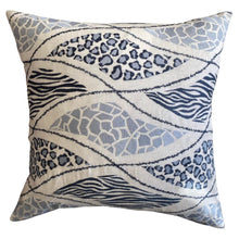 Load image into Gallery viewer, Winter Blue Crisp White Linen Cheetah Print with Cashmere Back PAIR
