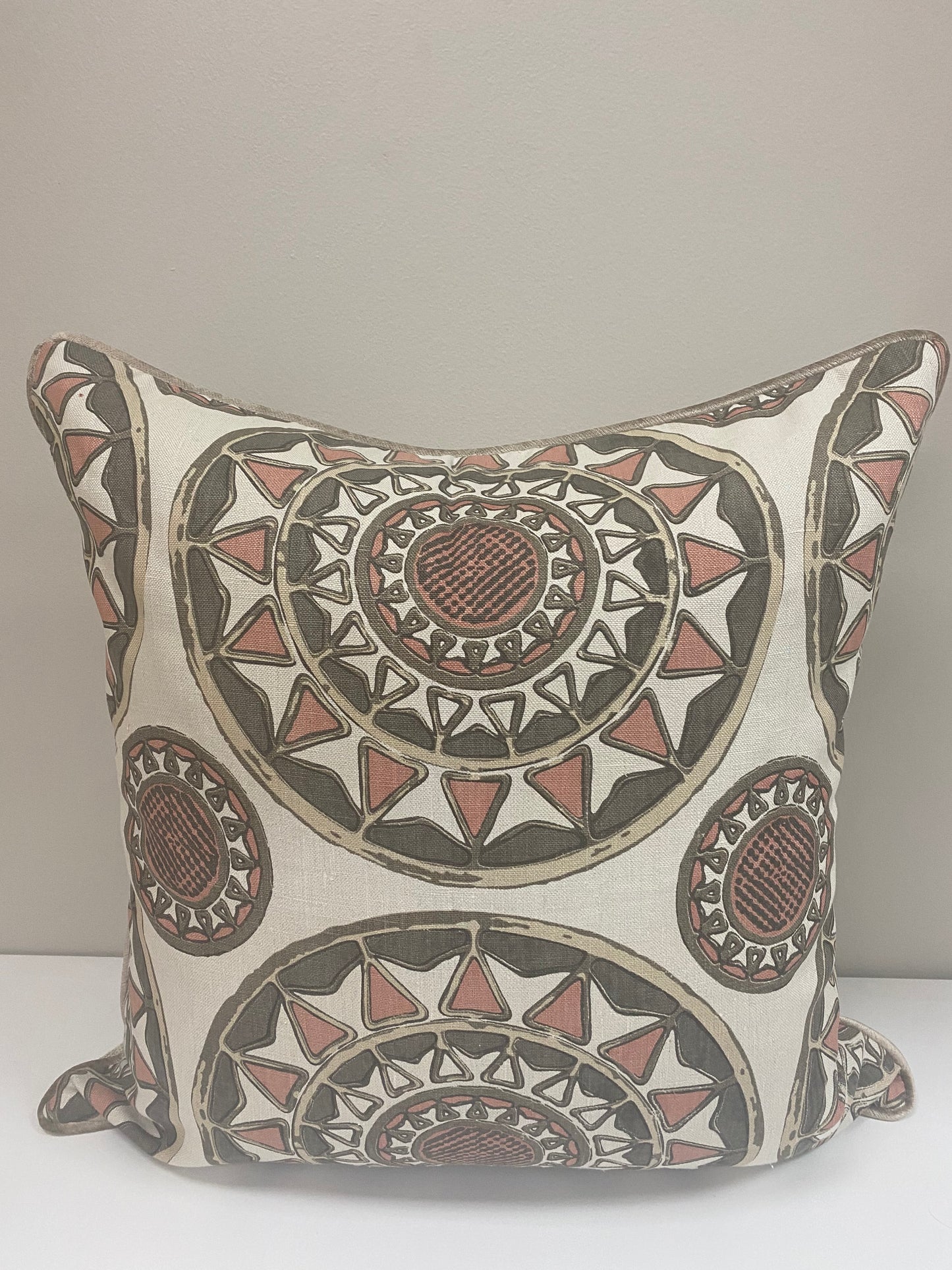 Dusty Pink and Beige Pattern with Welt and Linen Back