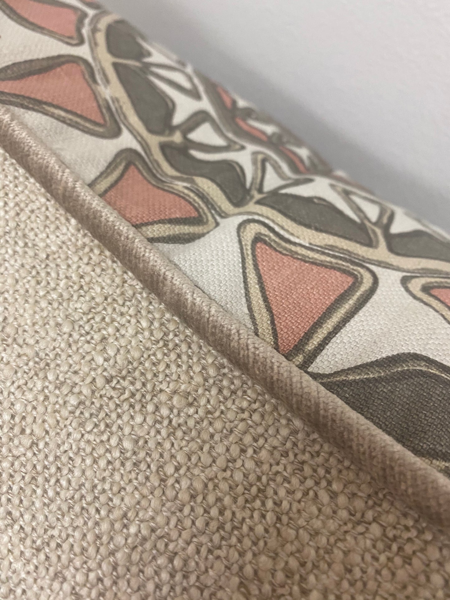 Dusty Pink and Beige Pattern with Welt and Linen Back